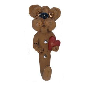 Vintage 1982 Curious Critters Hand Cast Bear Wall Hanger With Accessories USA